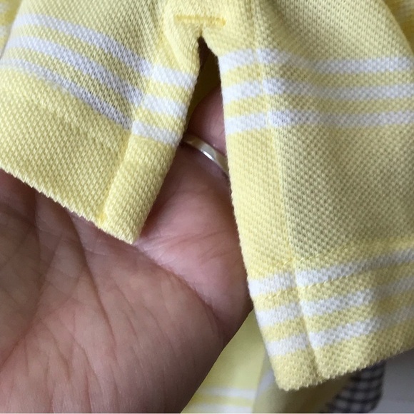 Dockers Tour Mens Polo Shirt Size XL 100% Cotton Yellow White Stripe Golf Sports - Picture 3 of 7